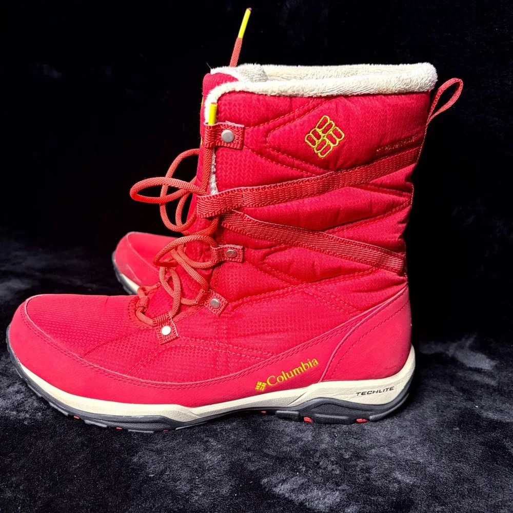 Columbia Minx Fire BL1646-655 Womens US 10 Winter Boots Ruby/Yellow Waterproof